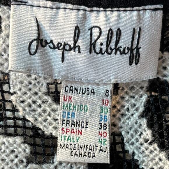 Joseph Ribkoff 3/4 Sleeve Topper Jacket Embroidered Mesh Black White Size 8 - Picture 7 of 7